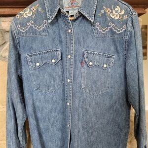 Levi's Blue Denim Shirt with Embroidery